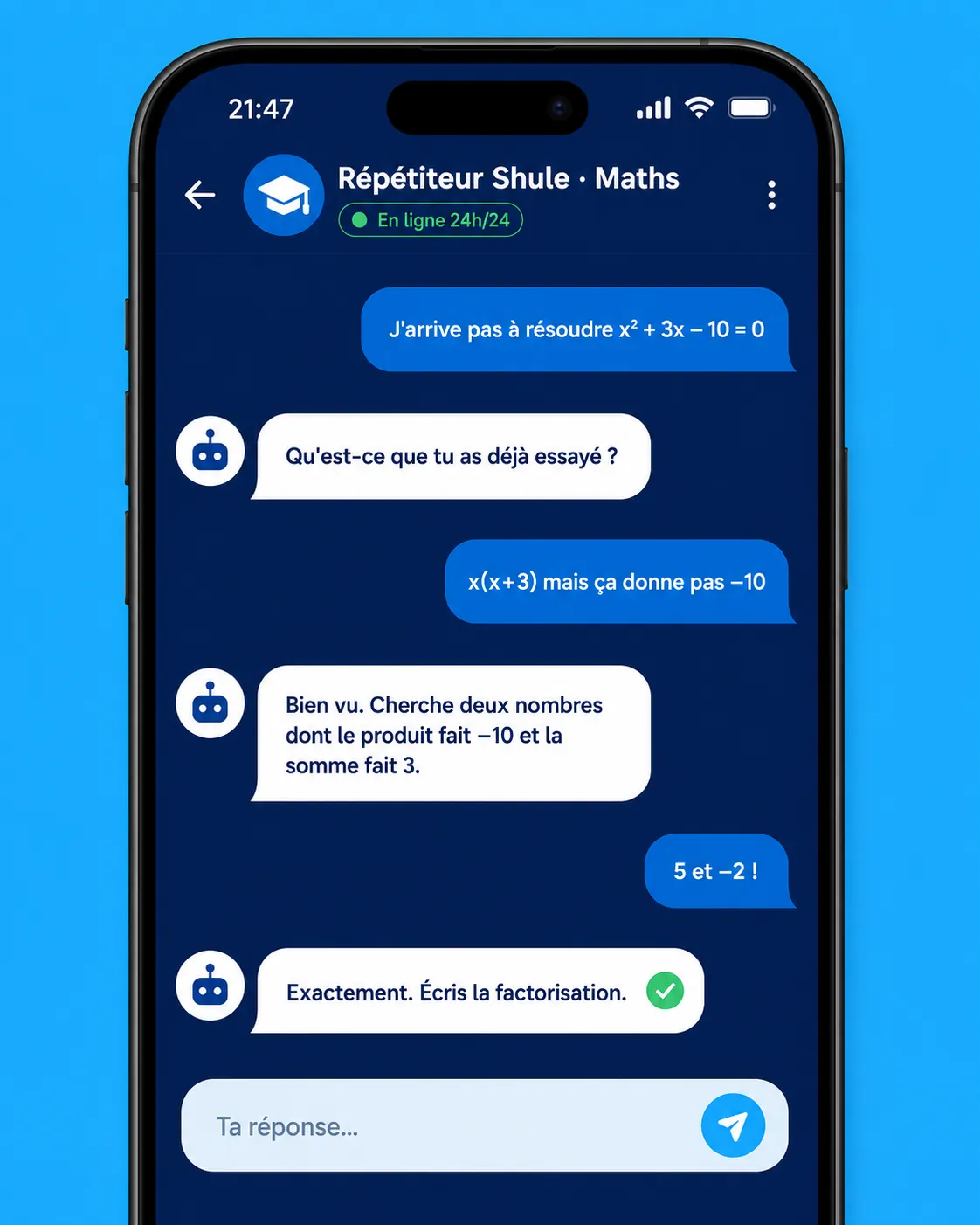 Conversation avec le répétiteur Shule sur un exercice de maths